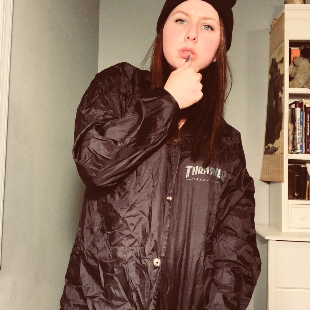 Thrasher “skate and destroy” windbreaker.